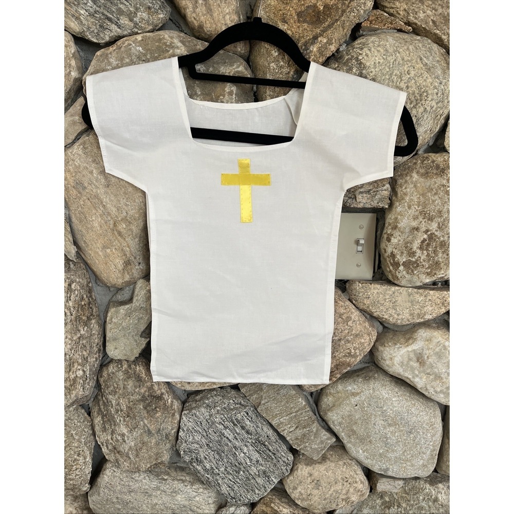 Kids Religious Costume Child Medium‎ Bib Over-shirt, Yellow Cross, Alter Boy